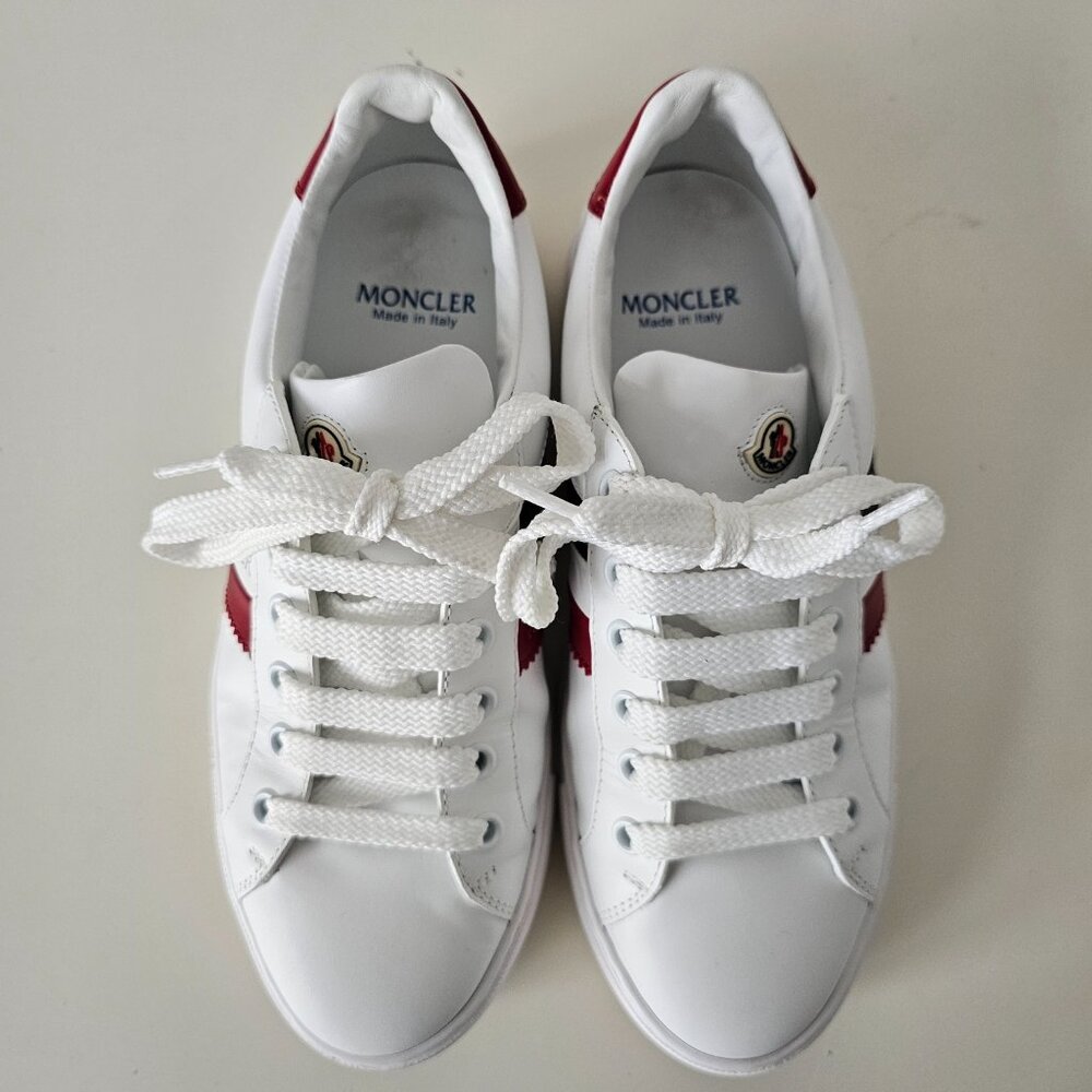 AUTH MONCLER White Leather Ariel Low Top Sneakers Shoes 36/6 Italy